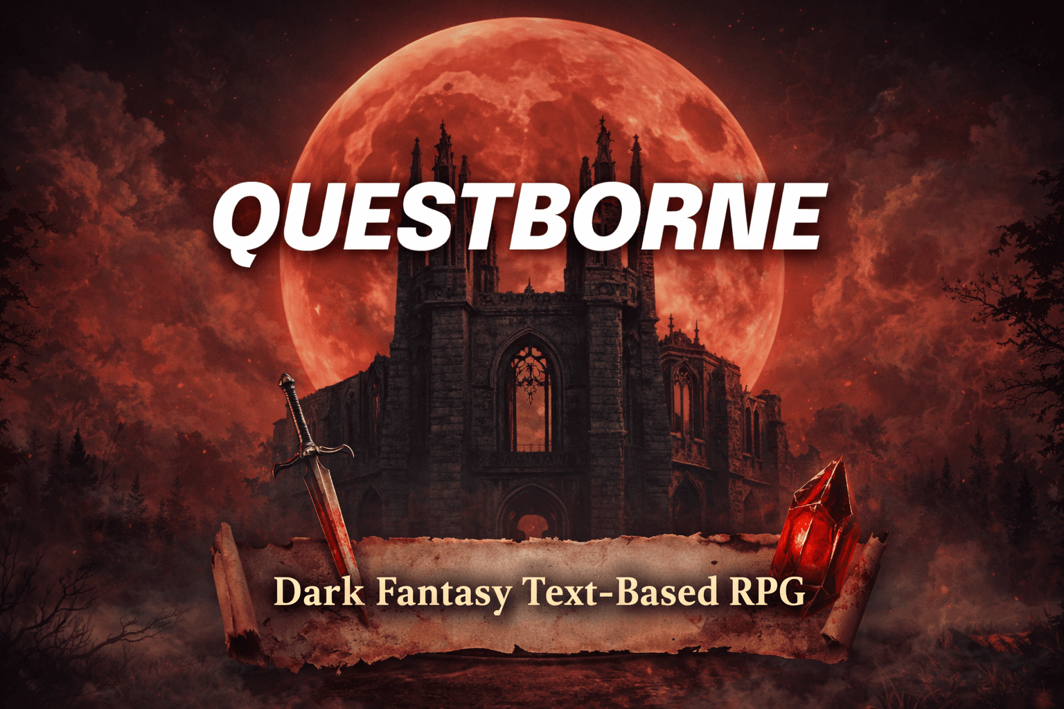 Questborne Google Play Store listing showing the dark fantasy RPG game interface
